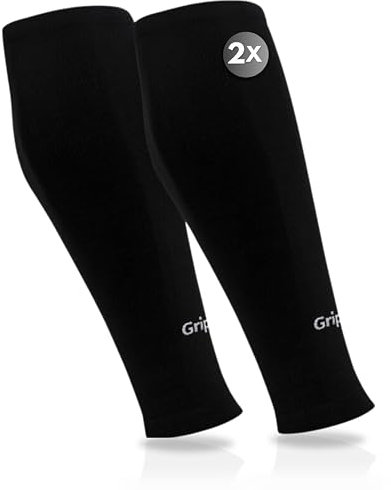 GripNin9 Hochwertige Stutzen Fussball Herren | ONESIZE Fußball Stutzen Kinder | Stutzen ohne Socken | abgeschnittene Stutzen Fußball Schwarz | 2 Paar