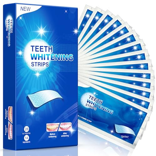 Blanchiment Dentaire Kit de Blanchiment des Dents - 28 Bandes 14 Ensembles Blanchisseur de Dent - Sans Sensibilité, Bandes Antidérapantes, Sans Danger pour l'Émail Kits de blanchiment des dents