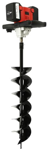 Levkitch 21V Cordless Fence Post Auger with 2 Batteries, 2000W Electric Post Hole Digger, 15 * 80cm Auger Drill,6 Adjustable Speeds,Earth Auger for Garden