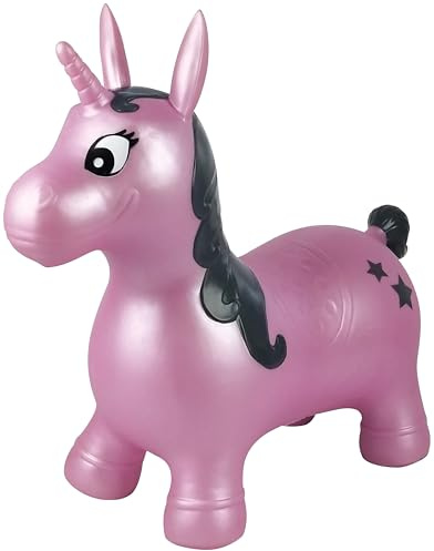 Lexibook Unicorno da Salto Gonfiabile, per Uso Interno ed Esterno, per Lo Sviluppo dell'equilibrio e delle capacità motorie, Pompa Manuale Inclusa, Plastica sicura e Durevole, Rosa, BG050UNILXB
