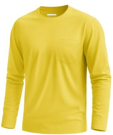 KEFITEVD Mens Yellow Top Lightweight Basic Work T Shirt Comfortable Plain Tee Round Neck Fitted T-Shirts Spring 3XL
