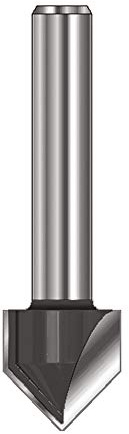 ENT 12052 V-spårfräs och bokstavsfräs i hårdmetall, skaft (S) 8 mm, diameter (D) 19,05 mm, NL 15,9 mm, E 90°, SL 32 mm