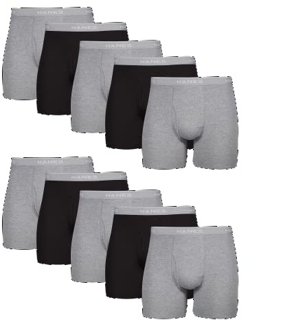 Hanes mens23491010-pack B/G Boxer Brief Boxer Shorts - Multi - M