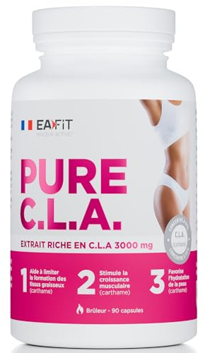 EAFIT MINCEUR - Pure CLA - Brule graisse raffermissant - Aide à affiner la silhouette - Limite la formation des tissus graisseux - Riche en CLA - 90 capsules - Complement alimentaire adapté au sport