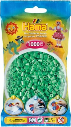 Hama 207, bustina di 100 perle da stirare, midi, Plastica, verde, taglia unica