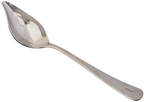Mercer Culinary 8-1/2-Inch Stainless Steel Saucier Spoon with Tapered Spout, Silver