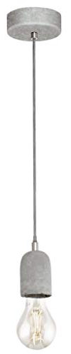 EGLO Pendelleuchte Silvares, 1 flammige Schnurpendel Hängelampe Vintage, Industrial, Hängeleuchte aus Stahl und Beton in Grau, Esstischlampe, Wohnzimmerlampe hängend mit E27 Fassung