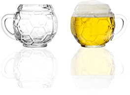 Stölzle Lausitz Fußball Bierkrug 0,4 Liter / 2er Set Bierkrüge 0,4 Liter/Stabiler Bierkrug im Fußball-Design/Biergläser 0,4 Liter aus Borosilikatglas/Bierseidel Spülmaschinengeeignet