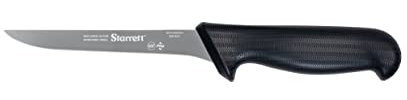 Starrett Professional Stainless Steel Chefs Kitchen Boning Knives - Narrow Straight Profile - 6-inch (150mm) - Black Handle