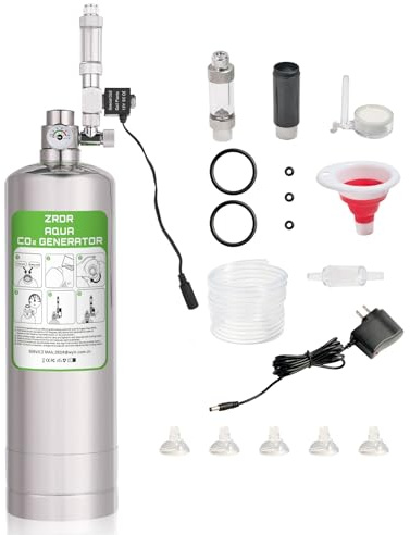 ZRDR 2L Co2 Generator System with Pressure Gauge Automatic Pressure Relief Valve Bubble Counter for Aquarium Plants，Stable Output