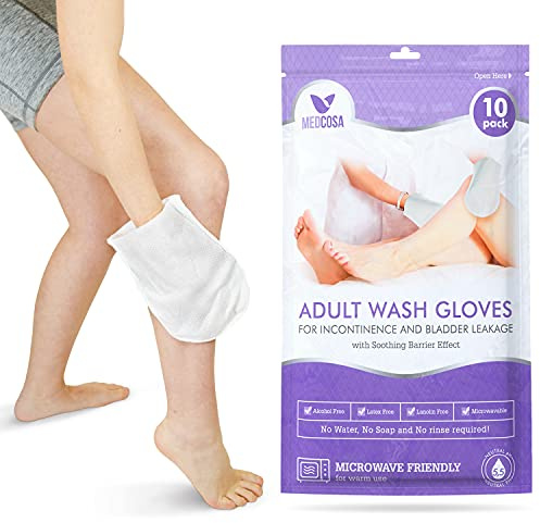 Medcosa Adult Body Wipes - Wet Wipes for Adults - Intimate Disposable Shower Body Wipe Shaped Like a Glove - Unscented Premoistened - Bed Bath Wet Wipe - Pack of 50 Wash Cloths