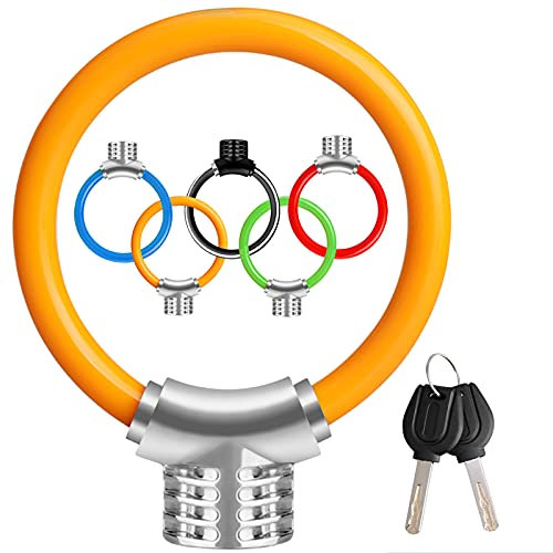 Bicycle lock,nastro riflettente,piccolo anello portatile di tipo anti-furto anti-prying anti tosatura lega di corda di filo d'acciaio,adatto per mountain bike (arancione)