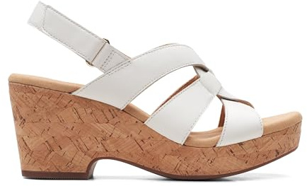 Clarks Giselle Beach Womens White Leather, 5