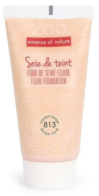 Vegan Make Up - Vegane ZAO Refill Silk Foundation Bio 30 ml – Schminke mit Sheabutter, Mandelöl & Jojobaöl - Nachfüller Nr. 813 Golden Beige