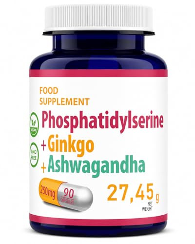 Hepatica Fosfatidylserin + Ginkgo Biloba + Ashwagandha | PS 100 mg, Ginkgo 50:1 Standardiserat 24%/6%, Ashwagandha 5:1 | 90 Veganska Kapslar | Withania somnifera | GMP & laboratorietestad