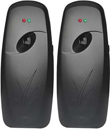 Automatic Air Freshener Spray Dispenser (2-Pack) ，Free Standing or Wall Mounted Automatic Aerosol Spray Dispenser Adjustable Aromatherapy Machines for Bedrooms, Bathrooms,Offices, Hotels (Black)