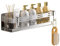 Celbon Organizador de ducha cromado de 20 cm, sin taladrar, autoadhesivo, de acero inoxidable, con 2 ganchos, organizador de cocina, accesorios para almacenamiento de baño y cocina