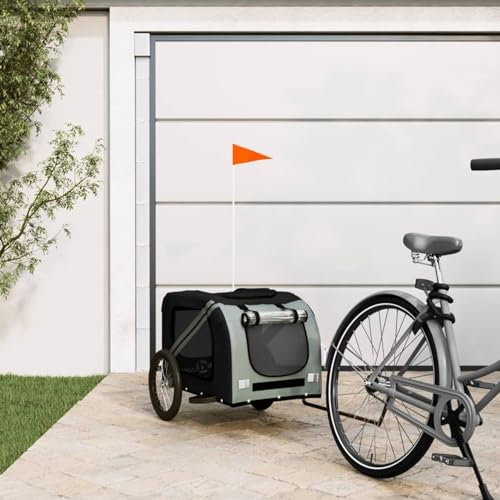 ShGaxin Rimorchio Bicicletta per Cani Ferro Tessuto Oxford Nero Grigio, Rimorchio Bici Cane, Rimorchio Bici Da Carico - 93881