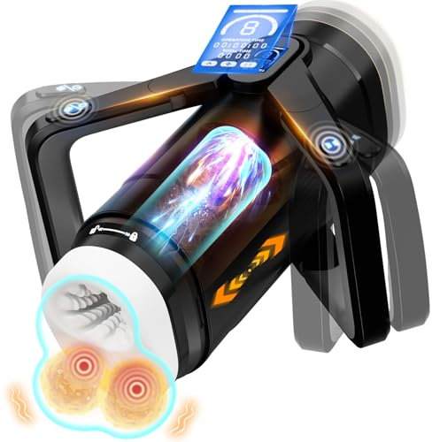 Automatic Male Masturbator for Men - 9 Thrusting & 9 Vibration Modes, Rechargeable Male Sex Toys with Wing-Grip Handle & LCD Display & Soft Removable Sleeve, Male Masterubaters Sex Toy for Men