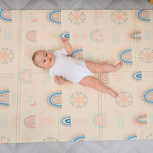SUPERBE BEBE Barnmatta vattentät, vändbar och vikbar 120x180x1 cm. CE-certifierad. Babymatta idealisk för pojk- eller flickrum. Bra format baby gåva