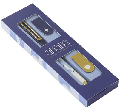 Kokonote Kugelschreiber Set Stift Akalia Schwarzere Stift - Schwarz Kugelschreiber Box mit 2 Lesezeichen Magnetisch und 1 Kugelschreiber Schwarz