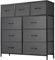 DUMOS Kommode mit Schubladen - Kommoden & Sideboards für Schlafzimmer Geeignet, Komodenschrank mit 9 Schubladen, Stoffkommode mit Stabilem Stahlrahmen, Ideal für Schlafzimmer, Wohnzimmer (Grau)