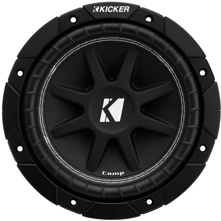 KICKER 43C84 Comp Subwoofer de 8 pulgadas (20 cm), SVC de 4 ohmios, 100 vatios RMS, pico de 200 vatios, refrigeración por aire forzado, mayor manejo de potencia, coche, camión, SUV, UTV..