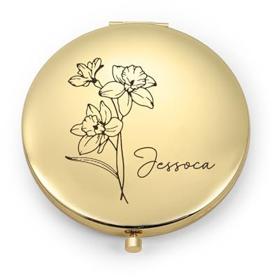 Glimmerday Personalisierter Faltbarer Tragbarer Mini Doppelseitiger Reise-Schminkspiegel, Geschenke zum Valentinstag