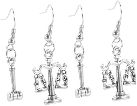 DEARMAMY Joyas De Abogado Balanza De La Justicia 2 Pares Pendientes Escala Abogado Pendientes De Aretes De De Ley Joyas Decoración Decorativos De De Balanza De Zinc