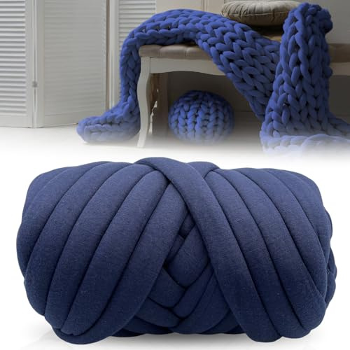 GOEDCH 500g Bulky Armstricken Wolle: Dicke Wolle Sperrige Handstrickgarn, Häkel Wolle Chunky Yarn, Roving Garn zum Handstricken Häkeln für Decken, Haustiernester, DIY Kunsthandwerk (Dunkelblau)