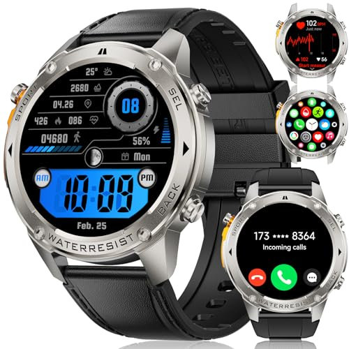 ESFOE Militar Reloj Inteligente Hombre GPS,1.43 AMOLED Smartwatch Hombre con 5ATM&IP69K Impermeable,45 Días Larga Batería,Altitude y Brújula,170+Deporte Modos Smartwatch con Llamadas Bluetooth 2025