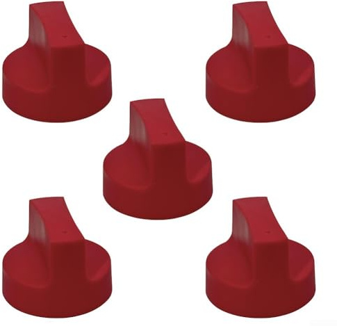 Manopole di controllo per fornelli a gas, diametro 50 mm, parti di ricambio per barbecue e fornelli, accessori da cucina, inserti in metallo, confezione da 5, colore: rosso e nero (rosso)