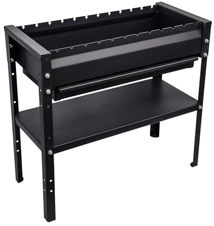 KVOTA Mangal Grill 80 cm Holzkohlegrill, 2 mm Stahl, bis 12 Spieße (nicht enthalten), manuell 3 Positionen, Ascheschublade ausziehbar, Ablage höhenverstellbar, inkl. Zange & Schürhaken, ca. 25–26 kg