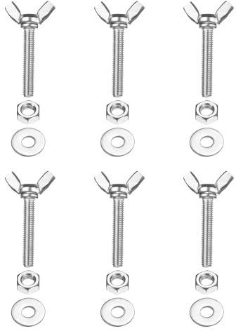 PATIKIL M6-1 x 35 mm Wing Butterfly Screw, 6 Pcs 304 Stainless Steel Wing Nuts and Bolts Machine Fastener Thumb Hand Screws for Electronic Equipment DIY Tools, Silver