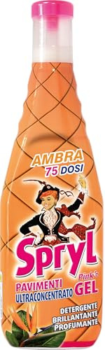 Spryl Pink Gel Detersivo Pavimenti Ultraconcentrato 750 ml - Detergente Lavapavimenti Brillantante, Profumato e pH Neutro - Utilizzabile a Mano e in Macchina Lavasciuga - Ambra