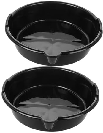 FUNOMOCYA 2 Pezzi Vaschetta Raccolta Olio in Plastica Nera Resistente e Riutilizzabile per Manutenzione Auto Pratico Contenitore Antigoccia per Scarico Olio Motore Facile da Pulire e