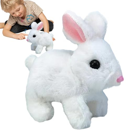 Electronic Bunny Toy - 16x9.5x15.5cm Walking Plush Rabbit, Hopping Bunny, Soft Interactive Pet, Cute Learning Rabbit | Animated Hopping Animal for Kids Home Classroom Outdoor Play Adventures