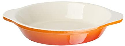 Vogue Round Cast Iron Gratin Dish 400 ml/150(Dia)mm, Orange & Cream, Enamelled Cast Iron, Induction & All Heat Source Compatible, GH316