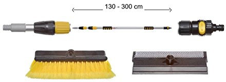 YACHTICON Waschbürsten Set Nr. 2 - Alu Teleskop Waschbürste 130-300cm & Ersatz Bürstenkopf mit Schwamm & Abzieher