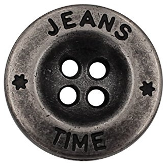 Silver metall knappar basic jeans byxhuvud 4 hål metallknappar Made in Germany 5 stycken (22 mm)
