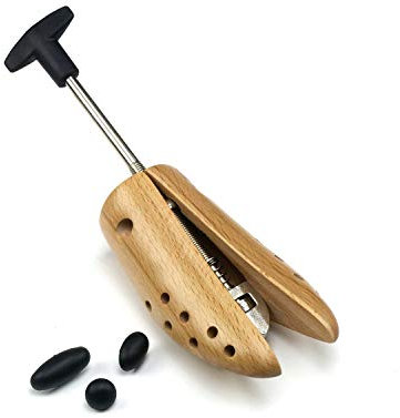 Cathcart Elliot Professional Deluxe Beech Wood Shoe Stretcher – Single Unit with Metal Mechanism – Adjustable Width for Men’s Shoes – Includes 3 Bunion Plugs – Size MXL UK Mens 13-14