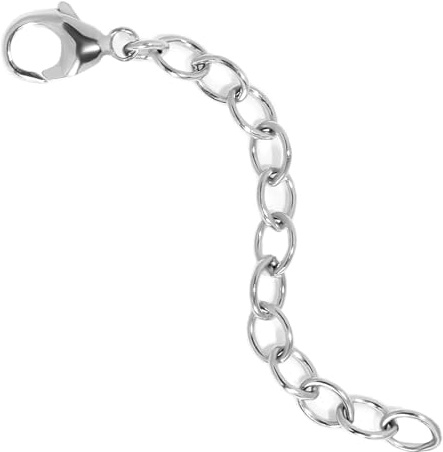 BENIQUE Necklace Bracelet Extender for Women Men - 14K Gold Filled or Solid 925 Sterling Silver Extension, Medium Size Jewelry Chain Durable Strong Removable 2 4 or 6 Made in USA (Single Piece)(SS/L4)