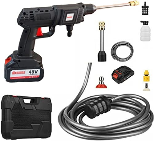 AntDau71 - Trådlös batteridriven högtryckstvätt, 50PSI bärbar elektrisk högtryckstvätt, 48v 1500mAh uppladdningsbart batteri, för biltvätt, vattna blommor trädgårdsbevattning - CW811