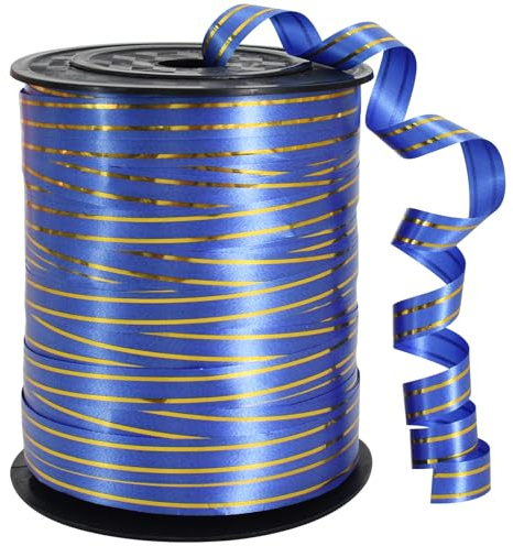 TONIFUL 250 Yards Blue Gold Curling Ribbon Balloon String Gift Wrapping Dec | Ribbon for Gift Wrapping Balloons Curling String for Bouquets Crafts Birthday Graduation Christmas New Year Decorations