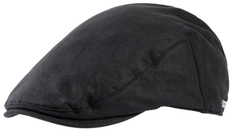 TOP-EX 100% Leinen Schiebermütze Herren Baskenmütze Mütze Sonnenschutz Sonnenhut Sommer Schirmmuetze Newsboy Cap Schwarz L/XL
