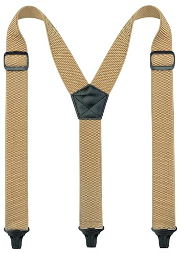 JEMYGINS Bretelles d'extérieur pour homme en Y - Longueur réglable avec boucles en plastique durable, beige, M