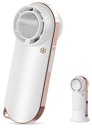 BREEZE ME Pocket AC Mini Fan with Icy Cold Relief, NEW 2024 Thermo-Tech, High Speed, Handheld, Rechargeable for In/Outdoor, Events, Sports, Concerts, Pool, Beach, Self Care - White