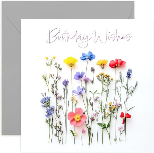Old English Co. Birthday Wishes Birthday Card for Her - Flower Cutting Birthday Card for Women - For Mum Auntie Daughter Sister - Female Friend Birthday Cards | Blank Inside