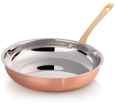 3x Flambierpfanne STEEL & STYLE AMBER, Ø 23,5 cm, 1,1 ltr., Kupfer, Messing, Chromnickelstahl