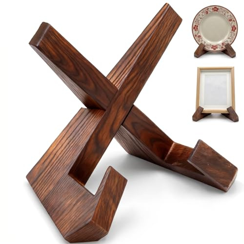 Distorris 6.5 Inch Plate Stand for Display Wooden Picture Frame Holder Decorative Plate Holder Tabletop Wood Display Holders for Photo Displaying Plaque Artwork Book Dish